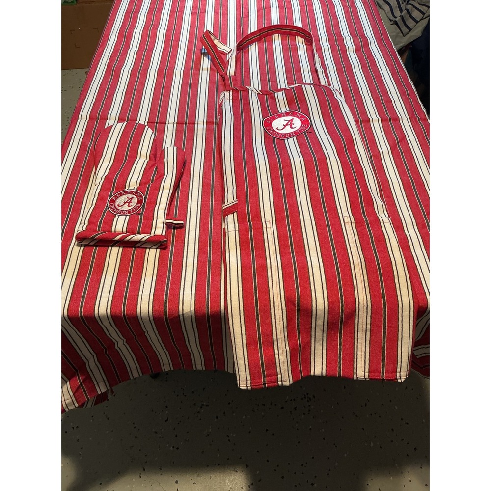 Alabama Crimson Tide Park Designs Kitchen Set Apron Oven Mitt Tablecloth Red